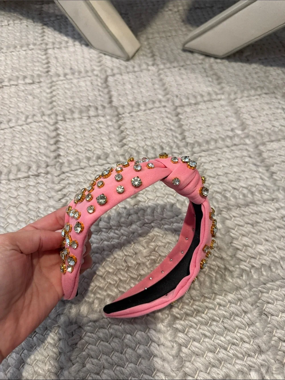 Pink Knotted Crystal Embellished Headband girls